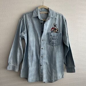 Vintage 1994 ANIMANIACS Size XS Embroidered Button Down Warner Bros Cotton Shirt